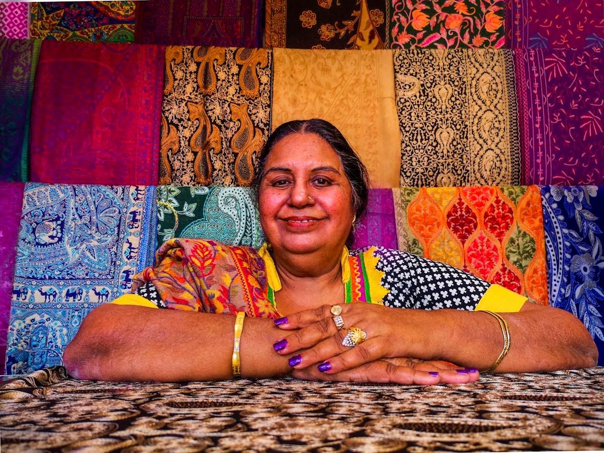 A woman entrepreneur at her own textile business